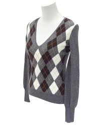 white, grey, and maroon arygle sweater